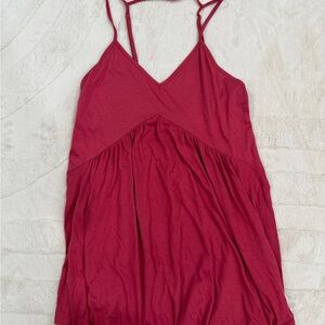 RVCA Red Spaghetti-Strap V-Neck Mini Dress
